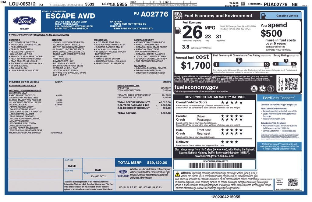 2023 Ford Escape ST-Line Select